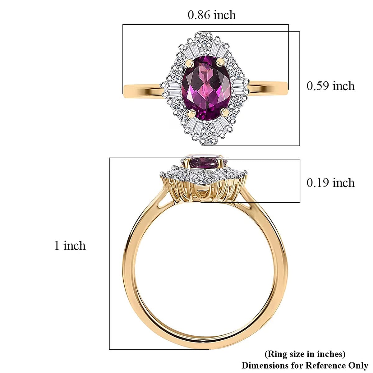 Certified & Appraised AAA Radiant Ember Garnet, Lab Grown Diamond Ring in 10K Yellow Gold 1.83 ctw (Size 8.0) image number 5