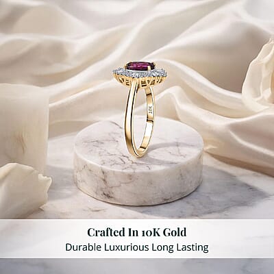 Certified & Appraised AAA Radiant Ember Garnet and Luxuriant Lab Grown Diamond G-H SI 1.85 ctw Ring in 10K Yellow Gold (Size 9.0)