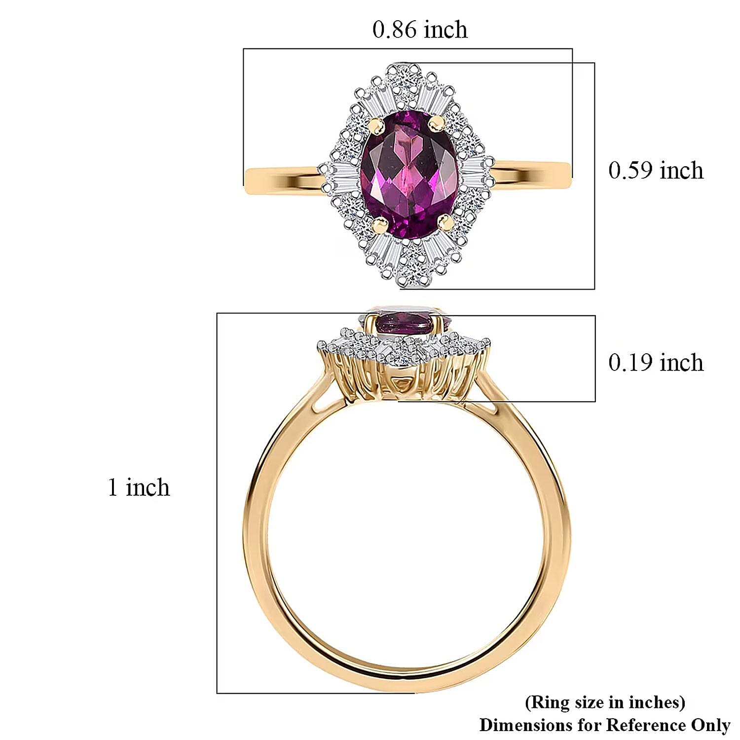 Certified & Appraised AAA Radiant Ember Garnet and Luxuriant Lab Grown Diamond G-H SI 1.85 ctw Ring in 10K Yellow Gold (Size 9.0)