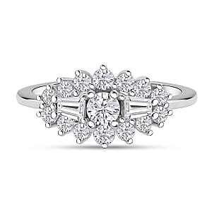 Simulated Diamond Ring in Rhodium Over Sterling Silver (Size 8)