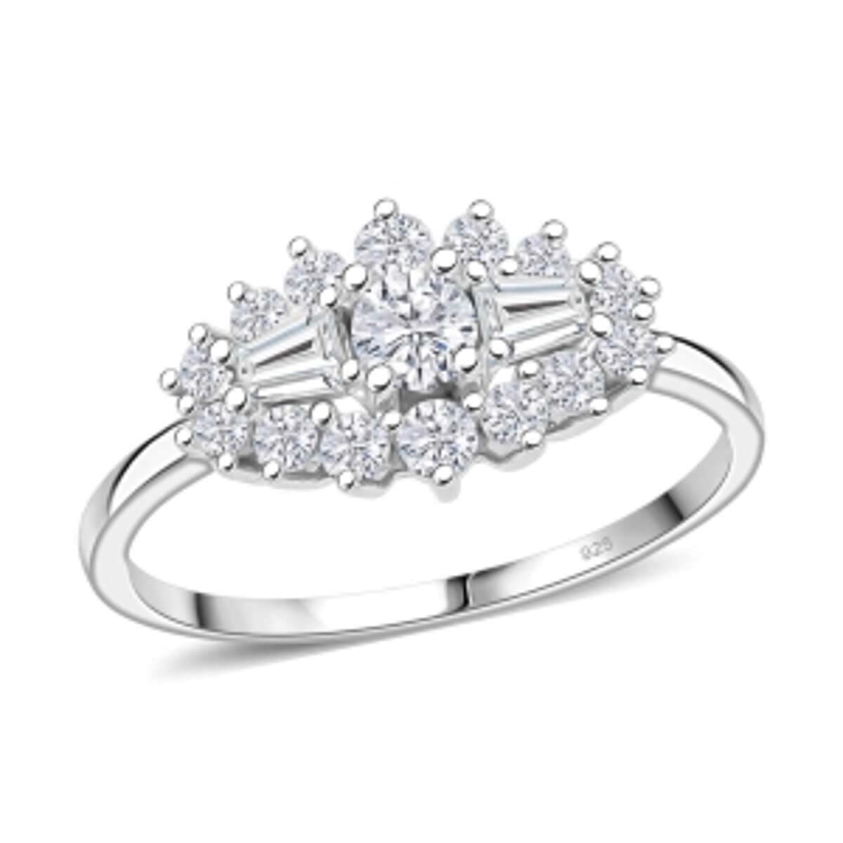 Simulated Diamond Ring in Rhodium Over Sterling Silver (Size 8) image number 3