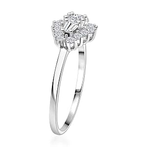Simulated Diamond Ring in Rhodium Over Sterling Silver (Size 8)