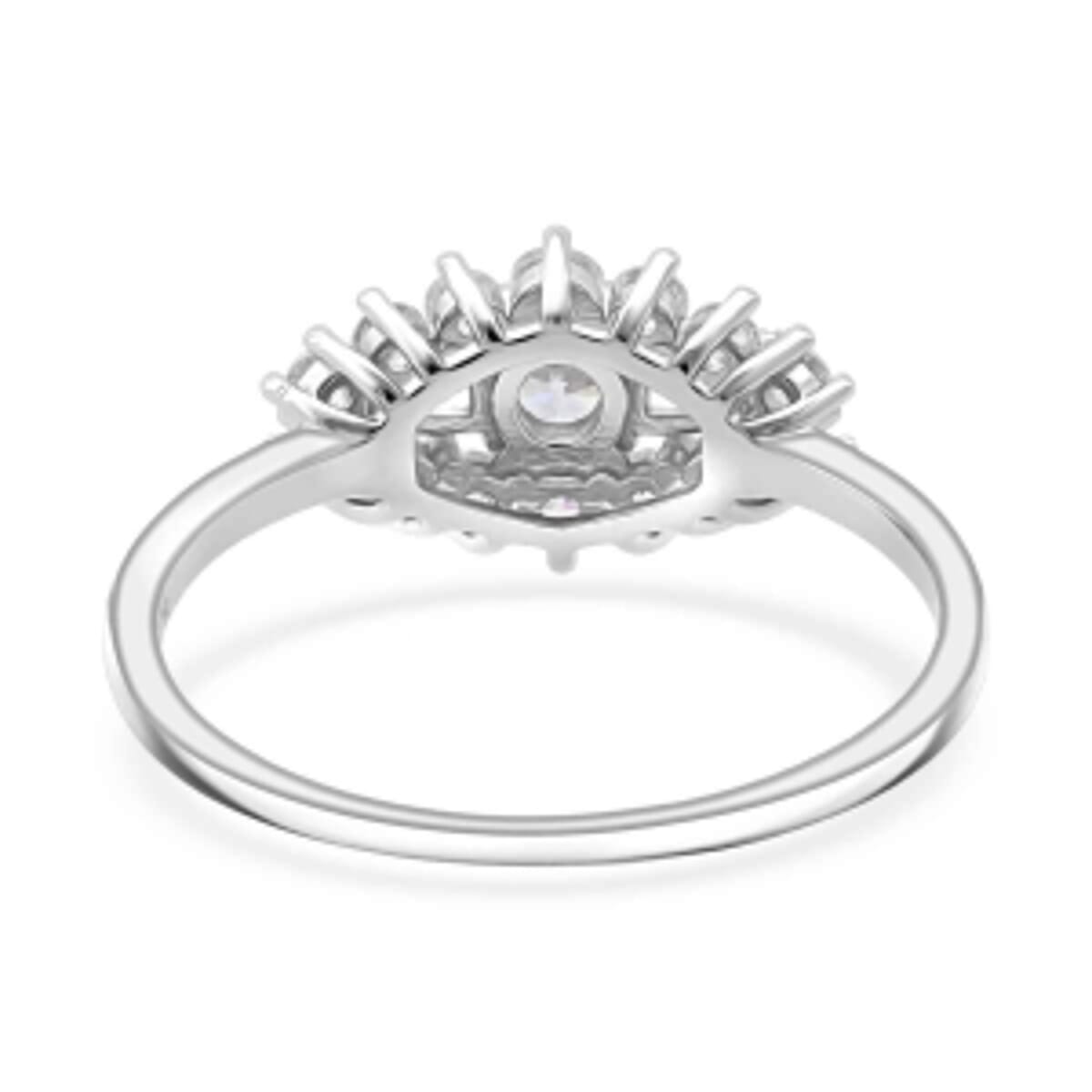 Simulated Diamond Ring in Rhodium Over Sterling Silver (Size 8) image number 5