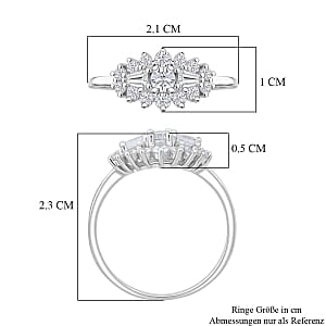 Simulated Diamond Ring in Rhodium Over Sterling Silver (Size 8)