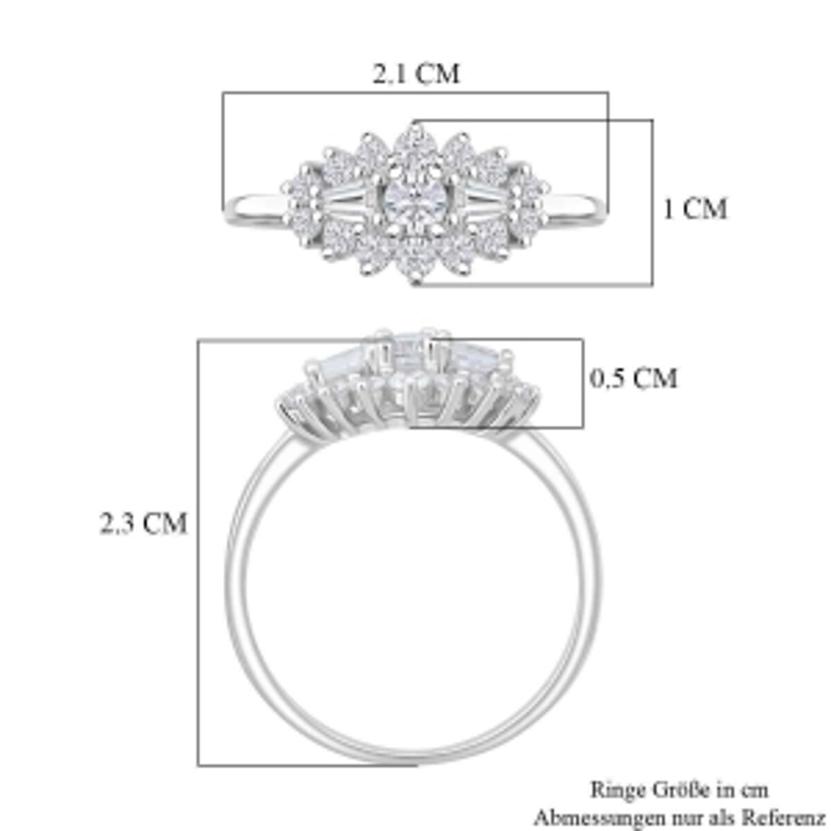 Simulated Diamond Ring in Rhodium Over Sterling Silver (Size 8) image number 6
