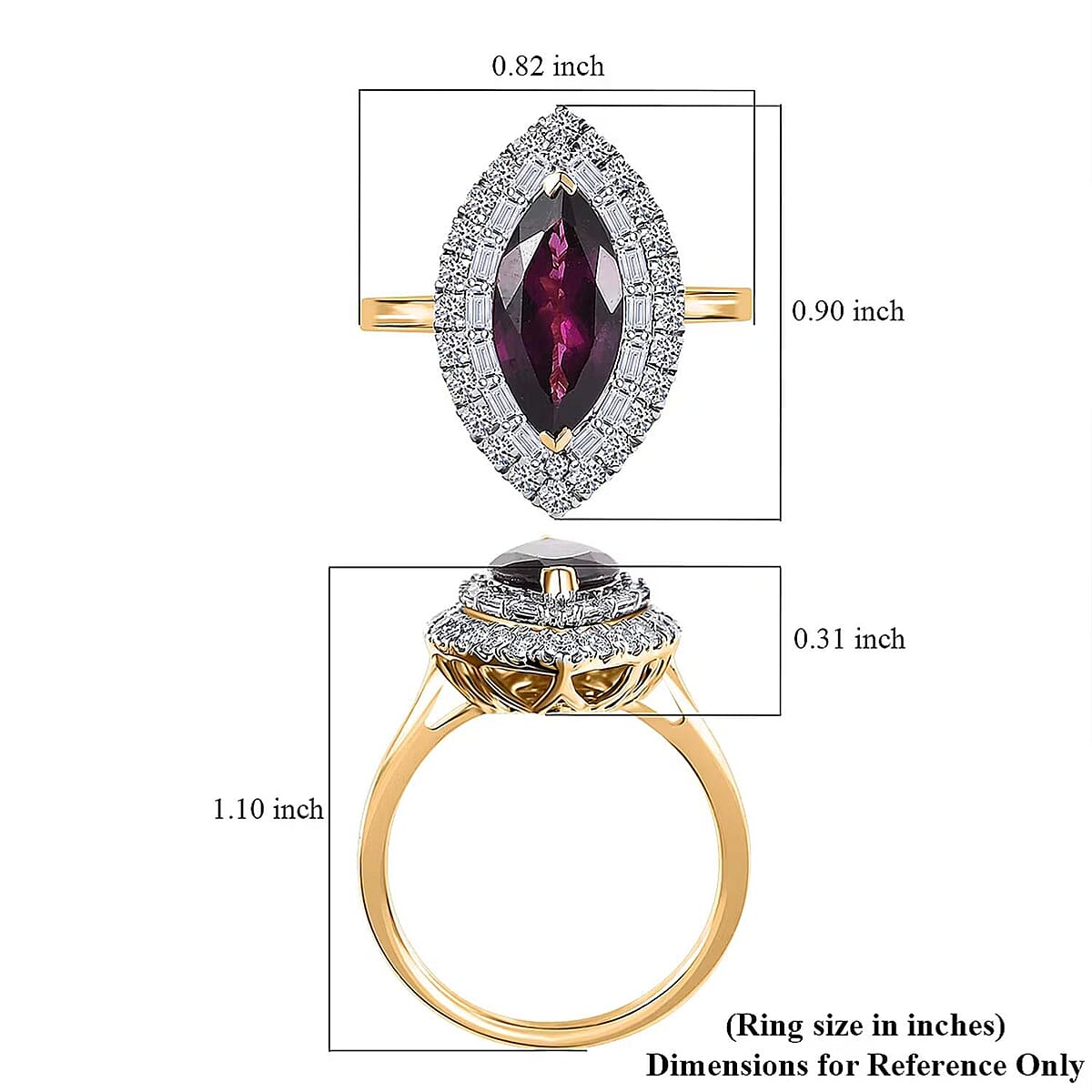 Certified & Appraised AAA Radiant Ember Garnet and Luxuriant Lab Grown Diamond G-H SI 3.63 ctw Ring in 10K Yellow Gold (Size 9.0) image number 5