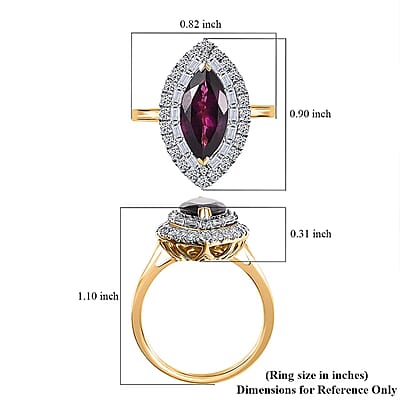 Certified & Appraised AAA Radiant Ember Garnet and Luxuriant Lab Grown Diamond G-H SI 3.63 ctw Ring in 10K Yellow Gold (Size 9.0)