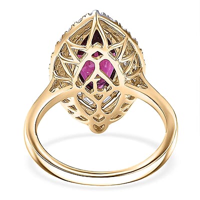 Certified & Appraised AAA Radiant Ember Garnet and Luxuriant Lab Grown Diamond G-H SI 3.63 ctw Ring in 10K Yellow Gold (Size 9.0)