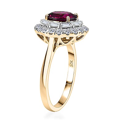 Certified & Appraised AAA Radiant Ember Garnet and Luxuriant Lab Grown Diamond G-H SI 2.93 ctw Ring in 10K Yellow Gold (Size 10.0)