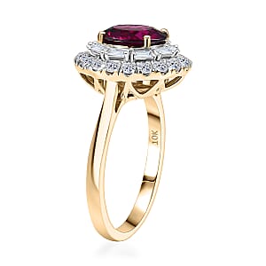 Certified & Appraised AAA Radiant Ember Garnet and Luxuriant Lab Grown Diamond G-H SI 2.93 ctw Ring in 10K Yellow Gold (Size 6.0)