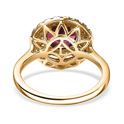 Certified & Appraised AAA Radiant Ember Garnet and Luxuriant Lab Grown Diamond G-H SI 2.93 ctw Ring in 10K Yellow Gold (Size 6.0)