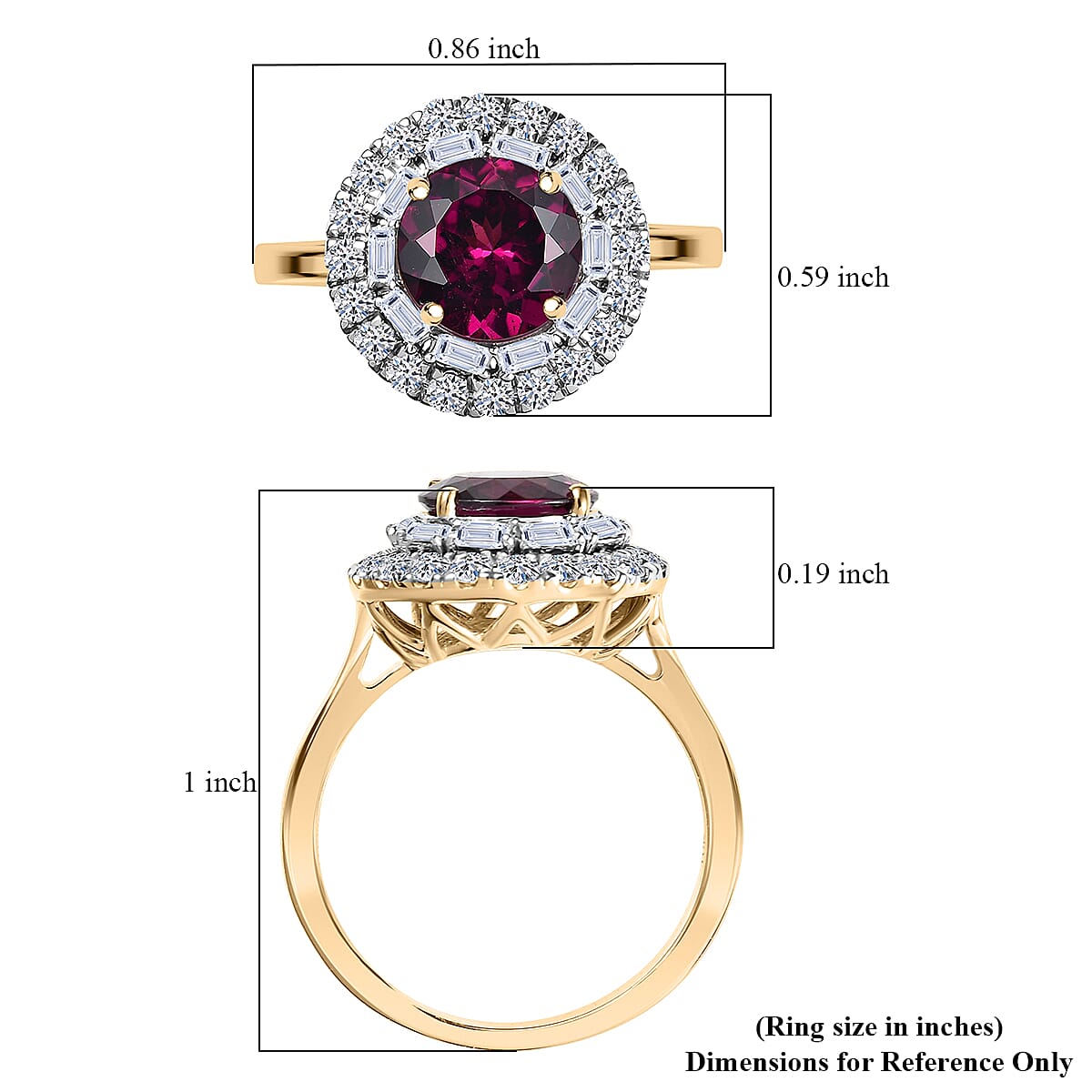 Certified & Appraised 10K Yellow Gold AAA Radiant Ember Garnet, Luxuriant Lab Grown Diamond (G-H, SI) Ring (Size 10.0) 2.93 ctw image number 5