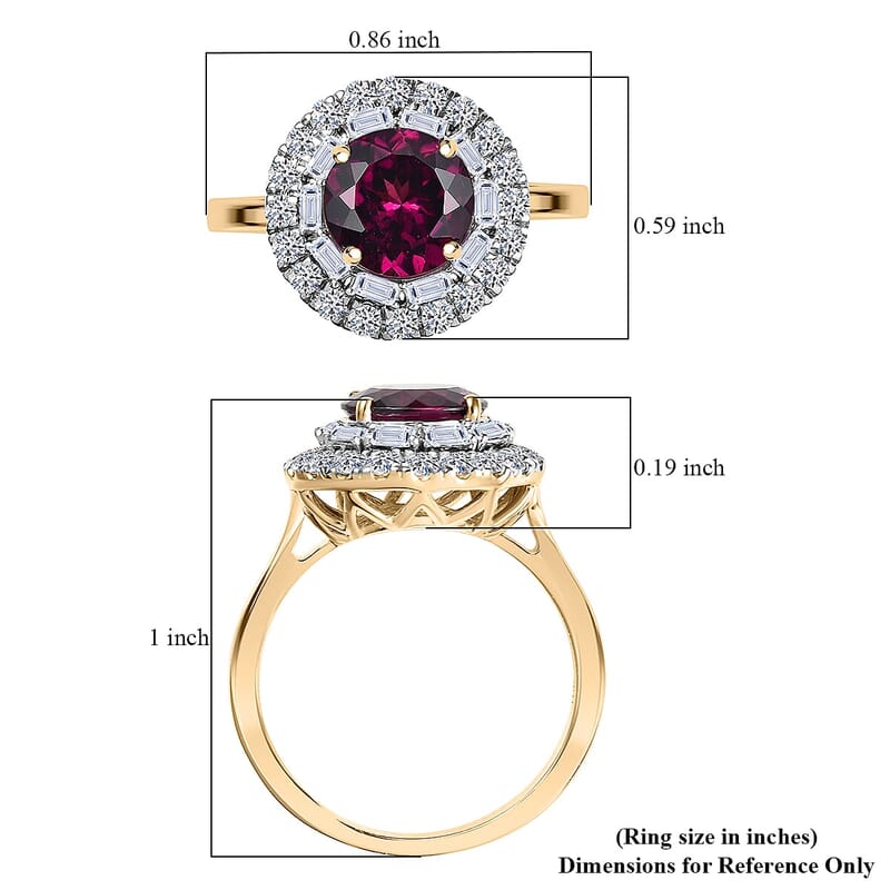 Certified & Appraised AAA Radiant Ember Garnet and Luxuriant Lab Grown Diamond G-H SI 2.93 ctw Ring in 10K Yellow Gold (Size 6.5)