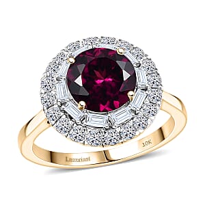 Certified & Appraised AAA Radiant Ember Garnet and Luxuriant Lab Grown Diamond G-H SI 2.93 ctw Ring in 10K Yellow Gold (Size 7.0)