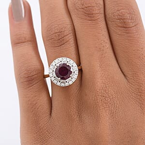 Certified & Appraised AAA Radiant Ember Garnet and Luxuriant Lab Grown Diamond G-H SI 2.93 ctw Ring in 10K Yellow Gold (Size 7.0)