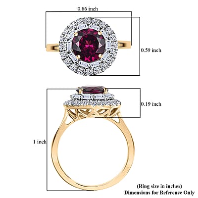 Certified & Appraised AAA Radiant Ember Garnet and Luxuriant Lab Grown Diamond G-H SI 2.93 ctw Ring in 10K Yellow Gold (Size 7.0)