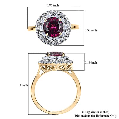 Certified & Appraised AAA Radiant Ember Garnet and Luxuriant Lab Grown Diamond G-H SI 2.93 ctw Ring in 10K Yellow Gold (Size 8.0)