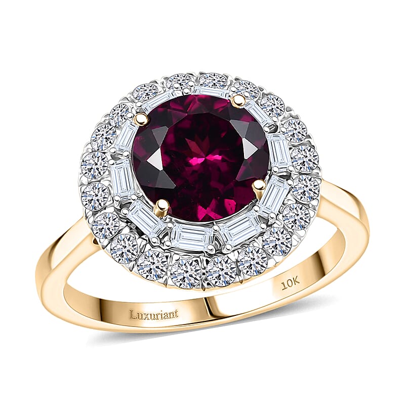 Certified & Appraised AAA Radiant Ember Garnet and Luxuriant Lab Grown Diamond G-H SI 2.93 ctw Ring in 10K Yellow Gold (Size 9.0)