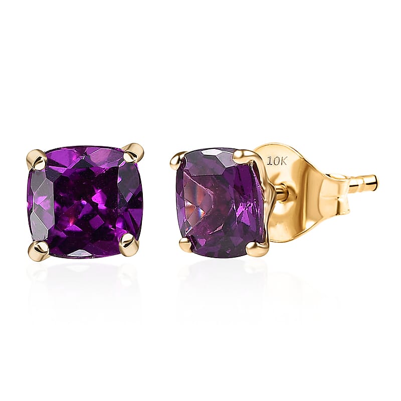Certified & Appraised Luxoro AAA Radiant Ember Garnet 2.30 ctw Stud Earrings in 10K Yellow Gold