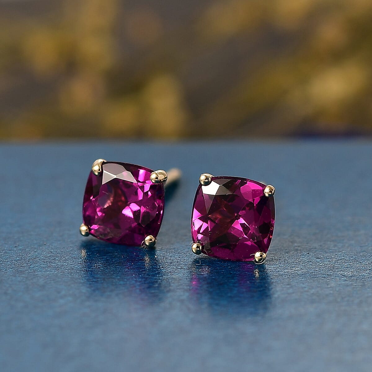 Certified & Appraised Luxoro AAA Radiant Ember Garnet 2.30 ctw Stud Earrings in 10K Yellow Gold image number 1