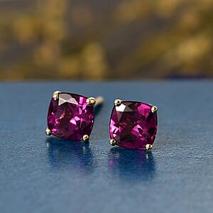 Certified & Appraised Luxoro AAA Radiant Ember Garnet 2.30 ctw Stud Earrings in 10K Yellow Gold