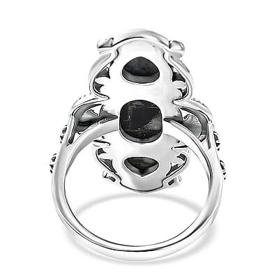 D'Joy Artisan Crafted  White Buffalo Ring in Black Oxidised Sterling Silver 5.80 ctw (Size 10.0)