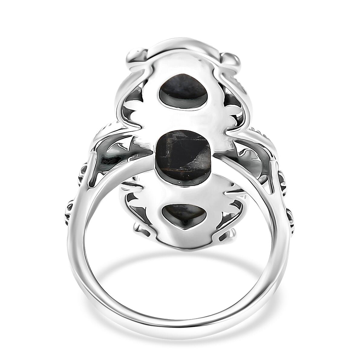 D'Joy Artisan Crafted Premium White Buffalo 5.80 ctw Ring in Black Oxidised Sterling Silver (Size 8.0) image number 4
