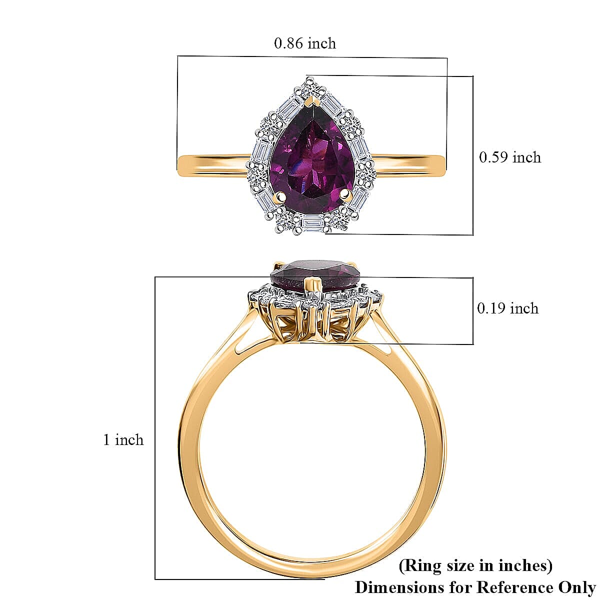 Certified & Appraised AAA Radiant Ember Garnet and G-H SI Luxuriant Lab Grown Diamond 2.00 ctw Ring in 10K Yellow Gold (Size 10.0) image number 5