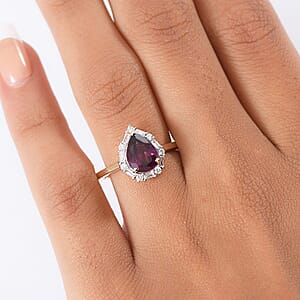Certified & Appraised 10K Yellow Gold AAA Radiant Ember Garnet, Luxuriant Lab Grown Diamond (G-H, SI) (0.25 cts) Ring (Size 10.5) 2.00 ctw