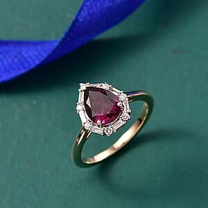 Certified & Appraised AAA Radiant Ember Garnet and G-H SI Luxuriant Lab Grown Diamond 2.00 ctw Ring in 10K Yellow Gold (Size 6.0)