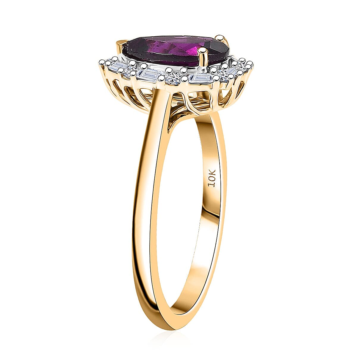 Certified & Appraised 10K Yellow Gold AAA Radiant Ember Garnet, Luxuriant Lab Grown Diamond (G-H, SI) (0.25 cts) Ring (Size 6.5) 2.00 ctw image number 3