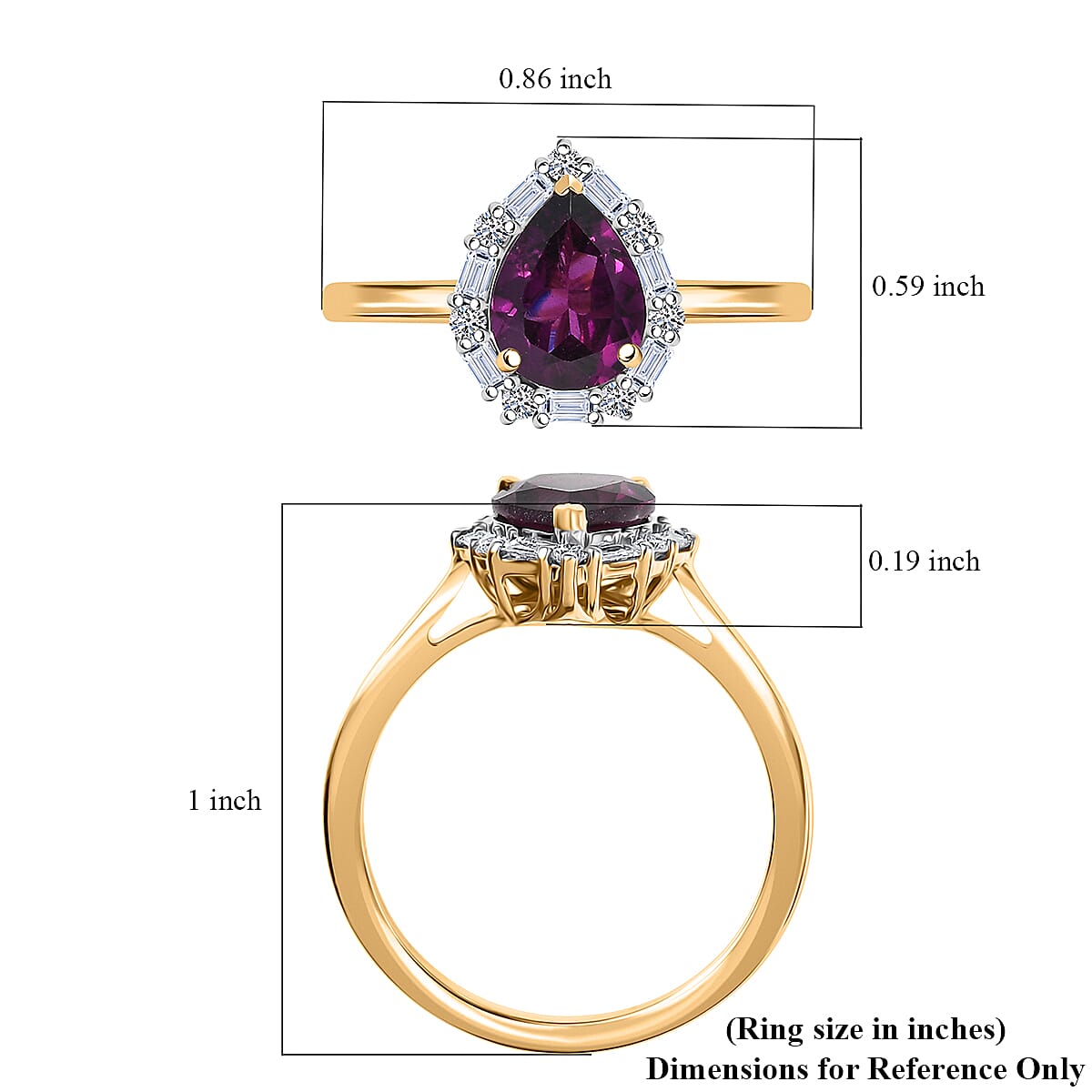 Certified & Appraised AAA Radiant Ember Garnet and G-H SI Luxuriant Lab Grown Diamond 2.00 ctw Ring in 10K Yellow Gold (Size 8.0) image number 5