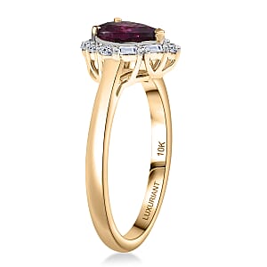 Certified & Appraised AAA Radiant Ember Garnet and Luxuriant Lab Grown Diamond G-H SI 1.53 ctw Ring in 10K Yellow Gold (Size 10.0)