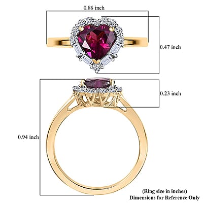 Certified & Appraised AAA Radiant Ember Garnet and Luxuriant Lab Grown Diamond G-H SI 1.53 ctw Ring in 10K Yellow Gold (Size 12.0)