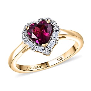 Certified & Appraised AAA Radiant Ember Garnet and Luxuriant Lab Grown Diamond G-H SI 1.53 ctw Ring in 10K Yellow Gold (Size 5.0)