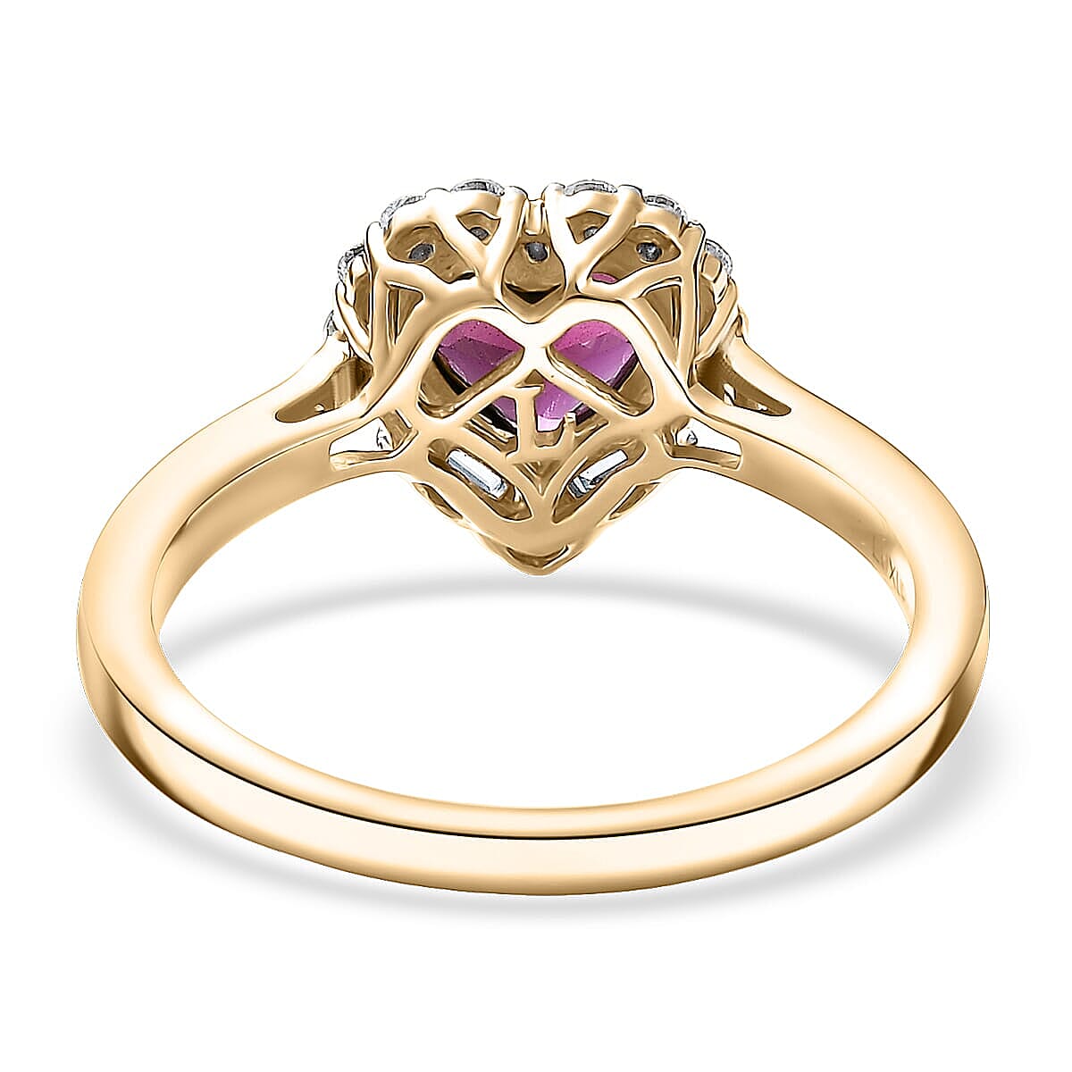 Certified & Appraised AAA Radiant Ember Garnet and Luxuriant Lab Grown Diamond G-H SI 1.53 ctw Ring in 10K Yellow Gold (Size 5.0) image number 4