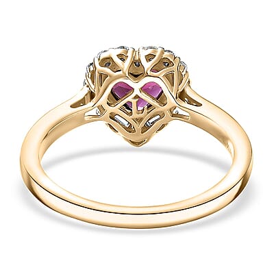 Certified & Appraised AAA Radiant Ember Garnet and Luxuriant Lab Grown Diamond G-H SI 1.53 ctw Ring in 10K Yellow Gold (Size 5.0)