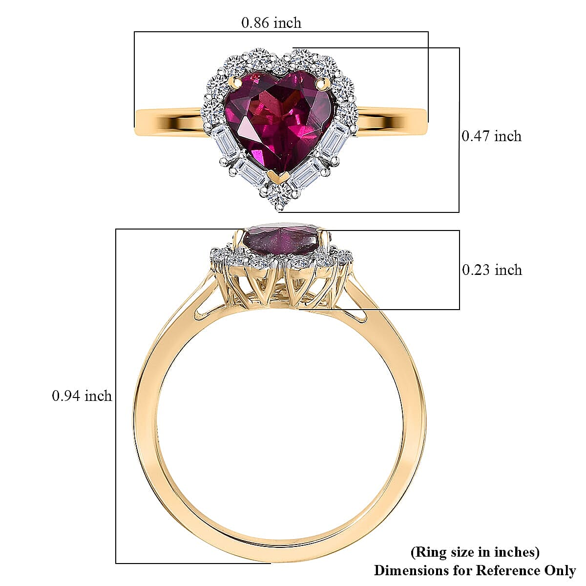Certified & Appraised AAA Radiant Ember Garnet and Luxuriant Lab Grown Diamond G-H SI 1.53 ctw Ring in 10K Yellow Gold (Size 5.0) image number 5