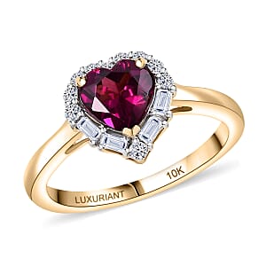 Certified & Appraised AAA Radiant Ember Garnet and Luxuriant Lab Grown Diamond G-H SI 1.53 ctw Ring in 10K Yellow Gold (Size 6.0)
