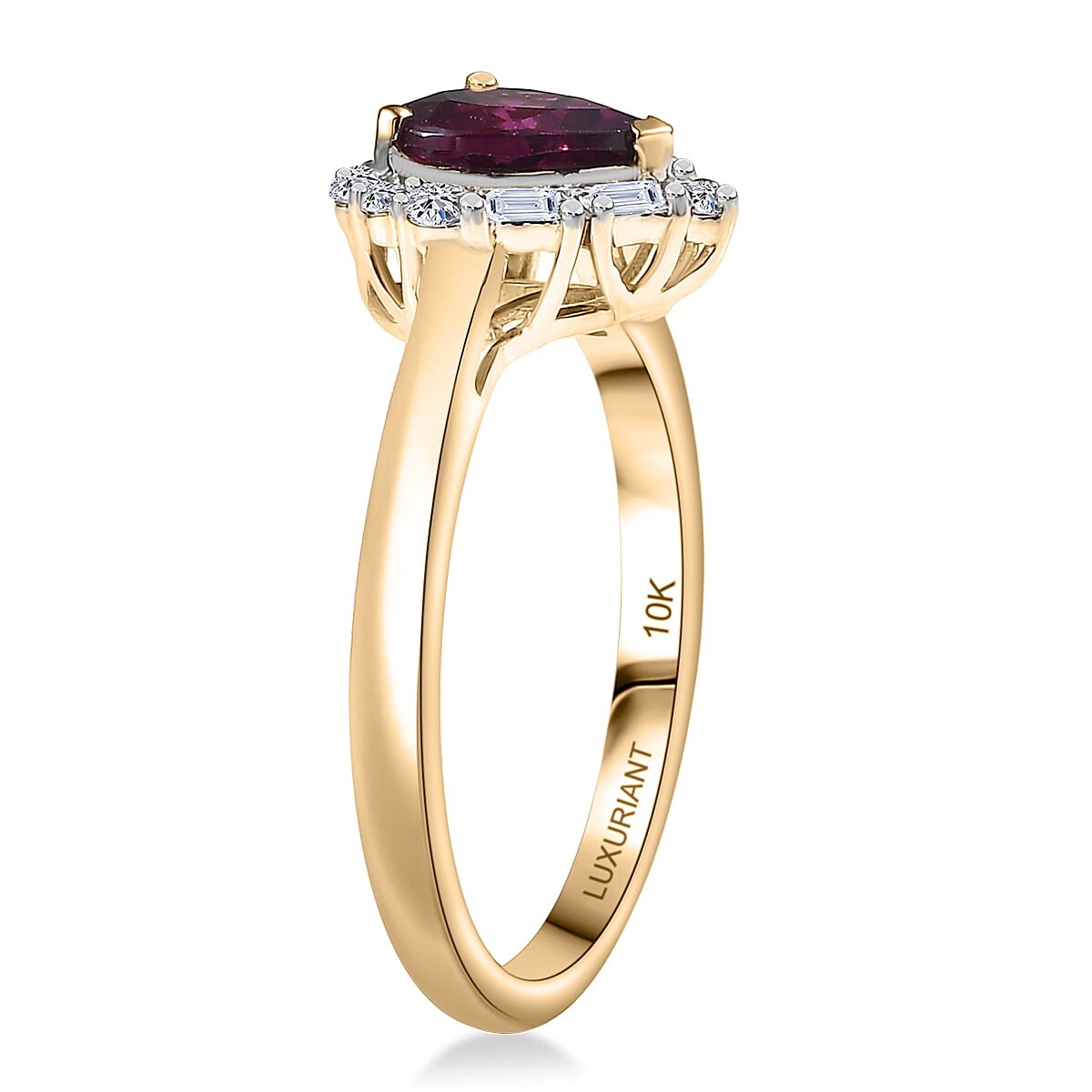 Certified & Appraised AAA Radiant Ember Garnet and Luxuriant Lab Grown Diamond G-H SI 1.53 ctw Ring in 10K Yellow Gold (Size 6.0) image number 3