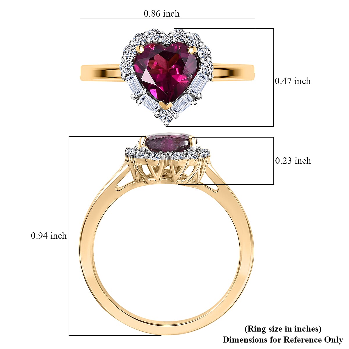 Certified & Appraised AAA Radiant Ember Garnet and Luxuriant Lab Grown Diamond G-H SI 1.53 ctw Ring in 10K Yellow Gold (Size 6.0) image number 5