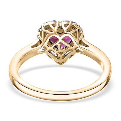 Certified & Appraised AAA Radiant Ember Garnet and Luxuriant Lab Grown Diamond G-H SI 1.53 ctw Ring in 10K Yellow Gold (Size 7.0)