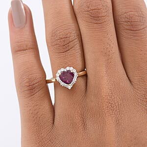 Certified & Appraised AAA Radiant Ember Garnet and Luxuriant Lab Grown Diamond G-H SI 1.53 ctw Ring in 10K Yellow Gold (Size 8.0)