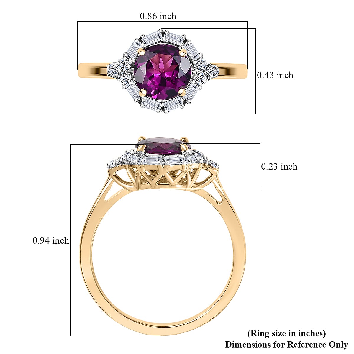Certified & Appraised AAA Radiant Ember Garnet and Luxuriant Lab Grown Diamond G-H SI 1.75 ctw Ring in 10K Yellow Gold (Size 10.0) image number 5