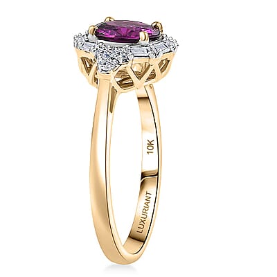 Certified and Appraised AAA Radiant Ember Garnet, Lab Grown Diamond Ring in 10K Yellow Gold 1.75 ctw (Size 11.0)