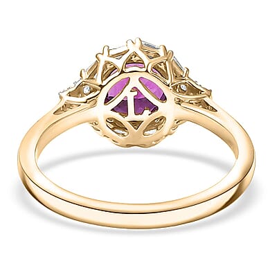 Certified and Appraised AAA Radiant Ember Garnet, Lab Grown Diamond Ring in 10K Yellow Gold 1.75 ctw (Size 5.0)