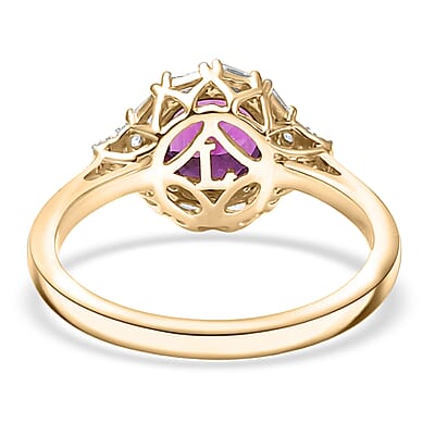 Certified & Appraised AAA Radiant Ember Garnet and Luxuriant Lab Grown Diamond G-H SI 1.75 ctw Ring in 10K Yellow Gold (Size 8.0)