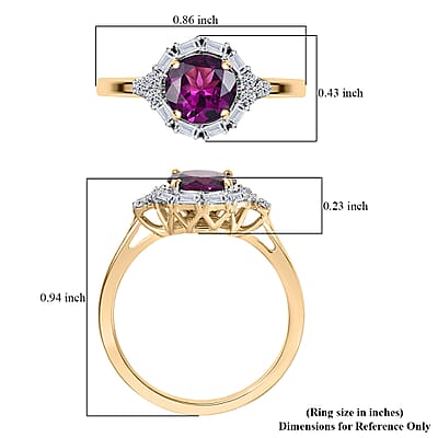 Certified & Appraised AAA Radiant Ember Garnet and Luxuriant Lab Grown Diamond G-H SI 1.75 ctw Ring in 10K Yellow Gold (Size 8.0)