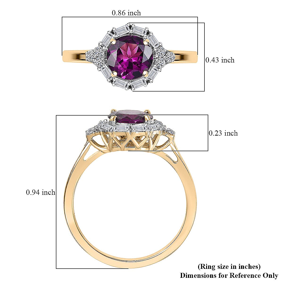 Certified & Appraised 10K Yellow Gold AAA Radiant Ember Garnet, Luxuriant Lab Grown Diamond (G-H, SI) Ring (Size 10.0) 1.75 ctw image number 5