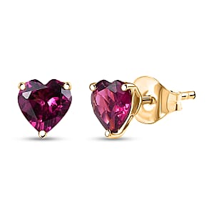 Certified & Appraised Luxoro AAA Radiant Ember Garnet 1.75 ctw Stud Earrings in 10K Yellow Gold